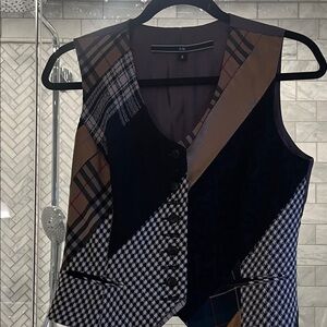 Stylish Women's Patchwork Vest - Black and Brown